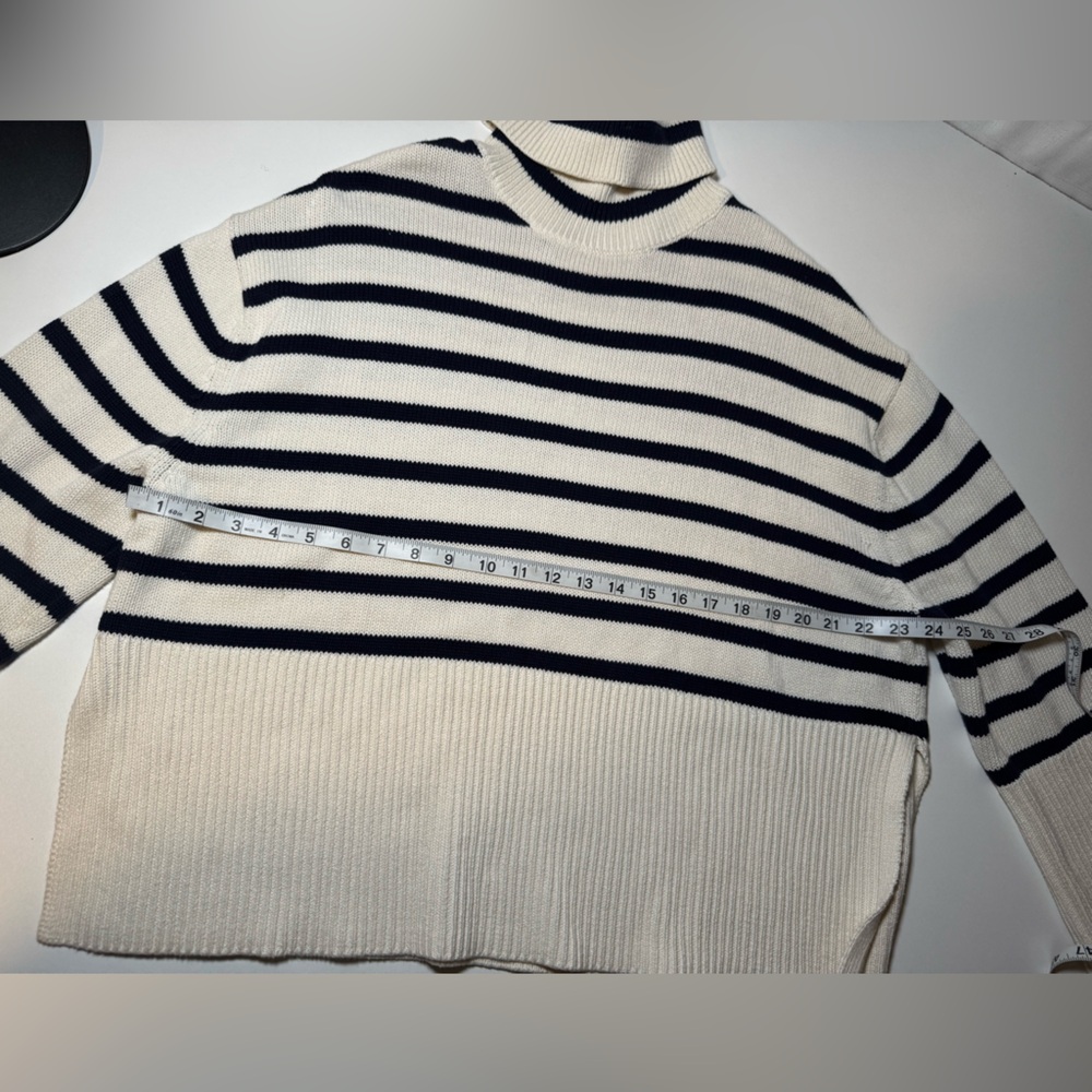 GAP 100% Cotton Shaker-Stitch Nautical Striped Turtleneck Sweater - Size M - Picture 7 of 9